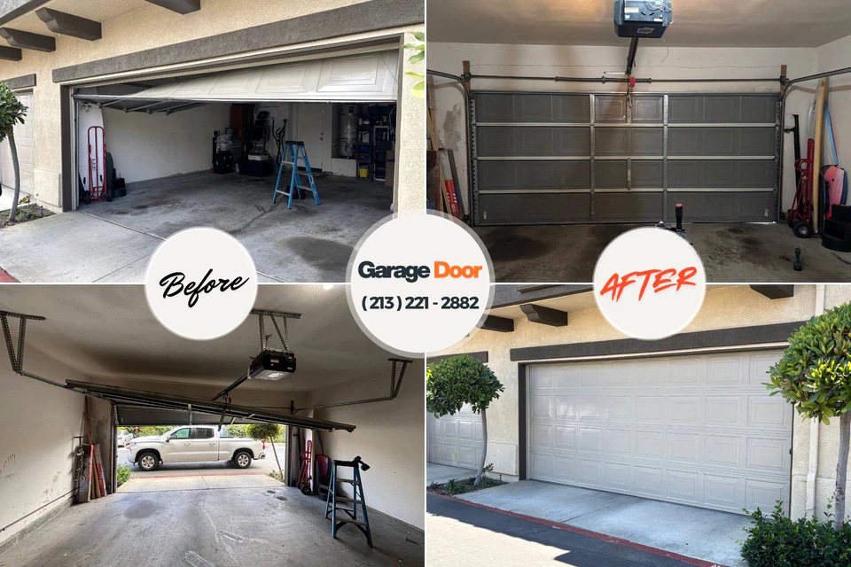 Before and after: garage door repair Canyon Creek, TX